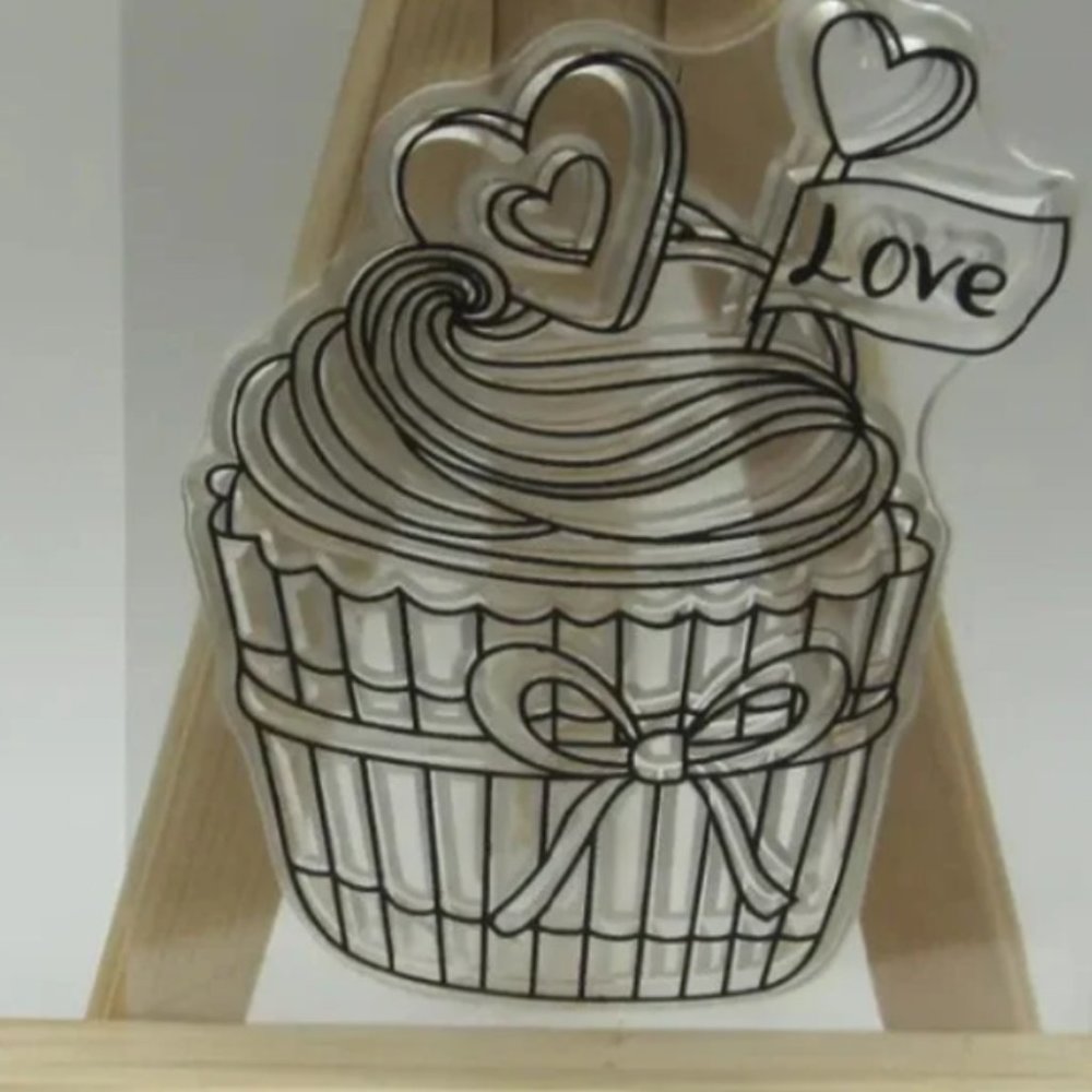 Cupcake Clear Cling Acrylic Scrapbook card making Large Stamp